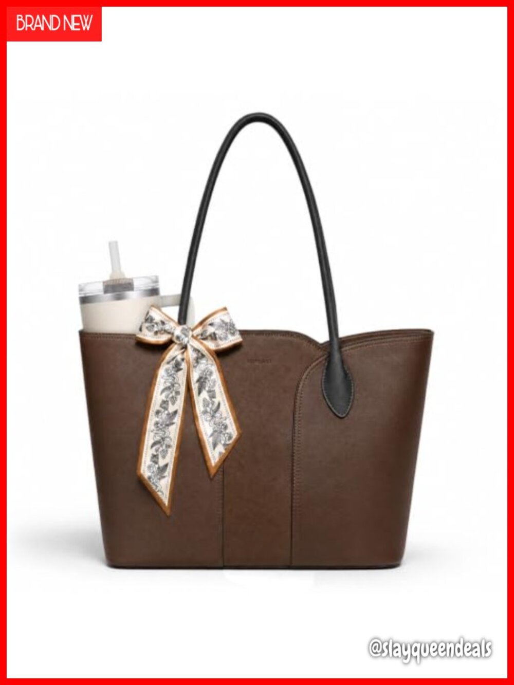 Faux Leather Work Tote Bag for Women, Laptop 15.6 Inch, Office Shoulder Handbag